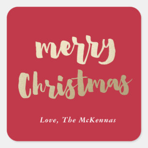 Carré Gold Merry Christmas sticker faux foil