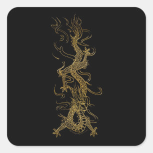 Carré GOLDEN DRAGON Asian Art Sticker Series