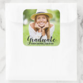 Carré Graduation Modern Photo Nom Sticker (Sac)