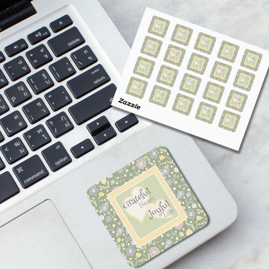 Carré Grateful Heart Joyful Life Floral Sticker 