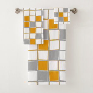 Carré, gris, blanc, moutarde jaune, moderne