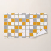 Carré, gris, blanc, moutarde jaune, moderne (Serviette à main)