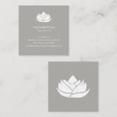 Carré gris et blanc Simple Lotus Carte de visite (Devant / Derrière)