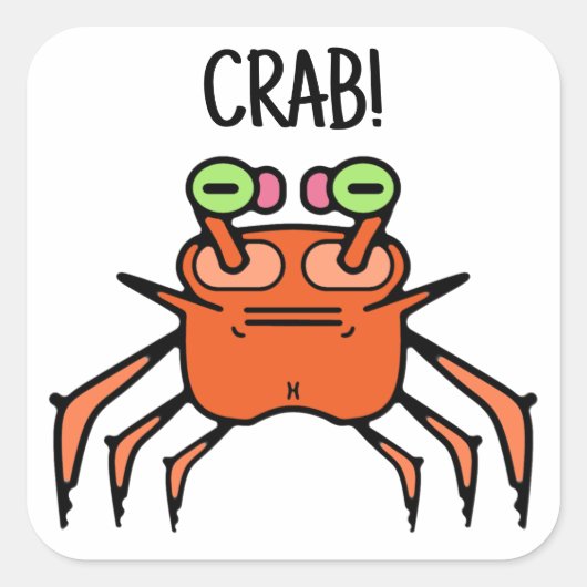 Carré Grumpy Crab Funny Sticker (Devant)