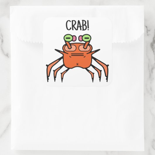 Carré Grumpy Crab Funny Sticker (Sac)