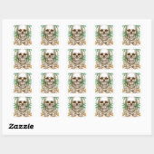 Carré Halloween Skull Classic Round Sticker (Feuille)