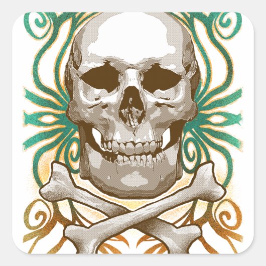 Carré Halloween Skull Classic Round Sticker (Devant)