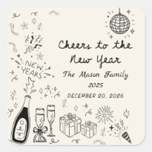 Hand Drawn New Year's Eve Party Sticker