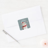 Carré Happy Chat Joyeux Sticker de Noël (Enveloppe)