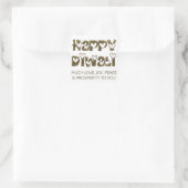Carré Happy Diwali Greeting Hearts Typography Sticker (Sac)