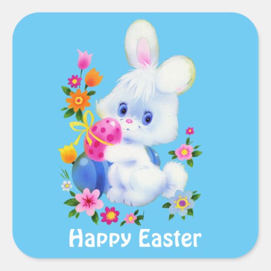 Carré Happy Easter Bunny Holiday sticker (Devant)