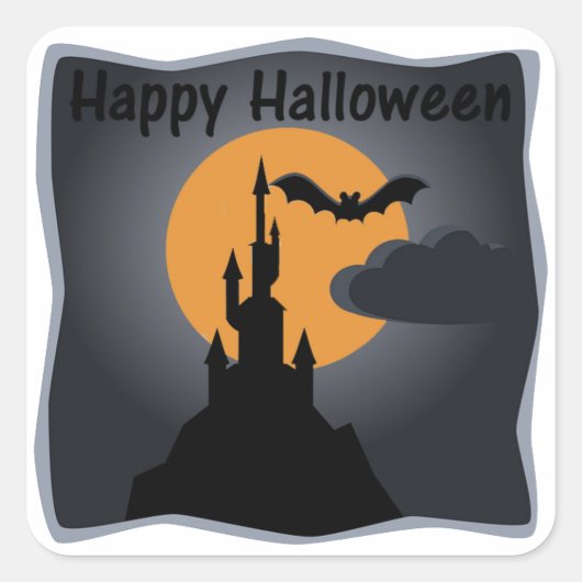 Carré Happy Halloween Éffrayant Castle Sticker (Devant)