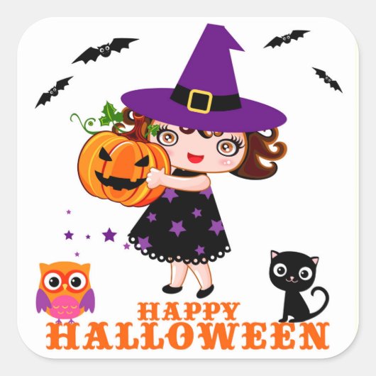 Carré Happy Halloween Sticker (Devant)