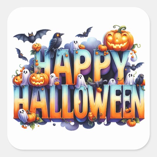 Carré Happy Halloween Sticker (Devant)