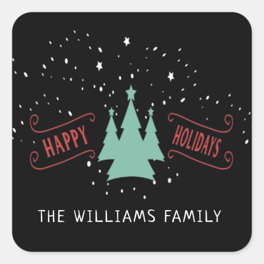 Carré Happy Holidays Family Classical Sticker (Devant)