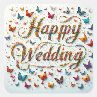 Carré Happy Mariage Sticker