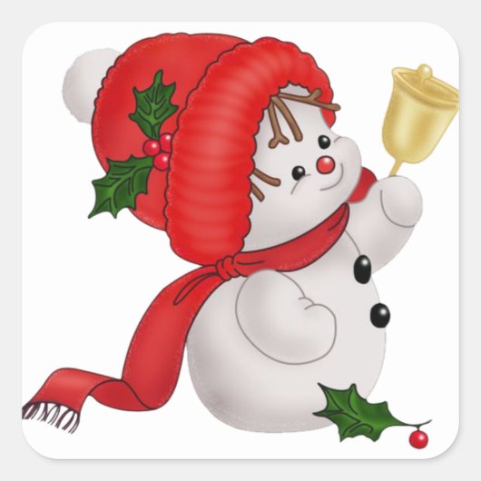 Carré Happy Snowman Sticker (Devant)
