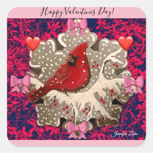 Carré Happy Valentine Cardinal Sticker