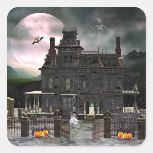 Carré Haunted Halloween House 2 Sticker (Devant)