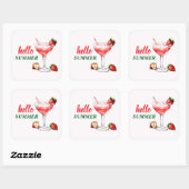 Carré Hello Summer | Strawberry Cocktail Sticker (Feuille)