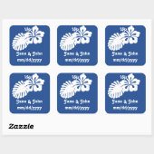 Carré Hibiscus tropical dans Sticker Bleu (Feuille)