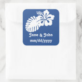 Carré Hibiscus tropical dans Sticker Bleu (Sac)