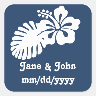 Carré Hibiscus tropical dans Sticker Navy