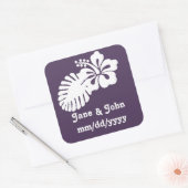 Carré Hibiscus tropical dans Sticker violet (Enveloppe)