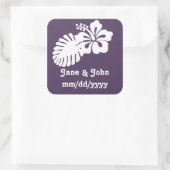 Carré Hibiscus tropical dans Sticker violet (Sac)