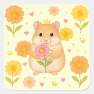 Carré HIMEKARI Floral Hamster Sticker – Cream