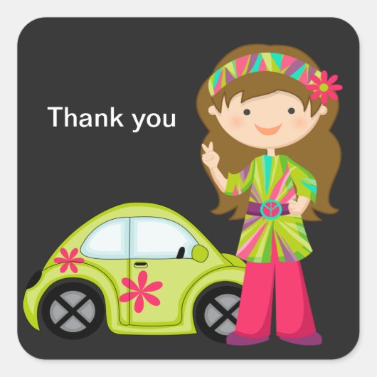 Carré Hippie fille avec Sticker Buggy (Devant)