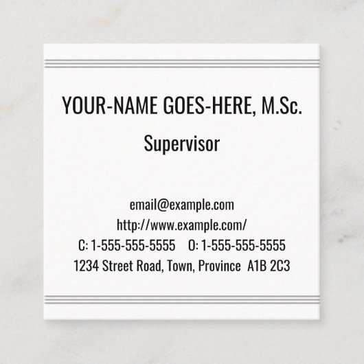 Carré Humble Carte de visite professionnel (Devant)