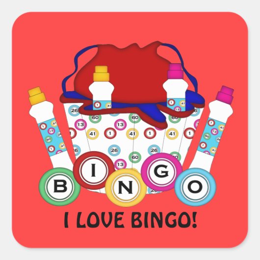Carré I Love Bingo Gambling sticker (Devant)
