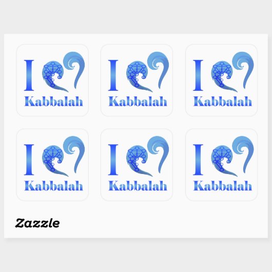 Carré I love Kabbalah Rectangular Sticker (Feuille)