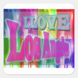 Carré "I LOVE Los Angeles" Sticker couleur Palms