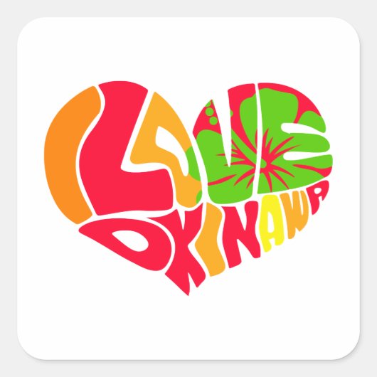 Carré I Love Okinawa Sticker (Devant)