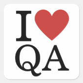 Carré I ❤️ Love QA - Quality Assurance STICKER (Devant)