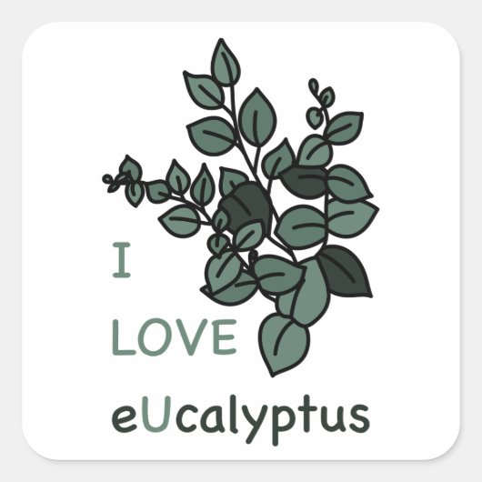 Carré I LOVE Sticker Ucalyptus (Devant)