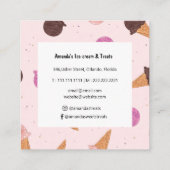 Carré Ice Cream Parlor Boutique Carte de visite rose (Dos)