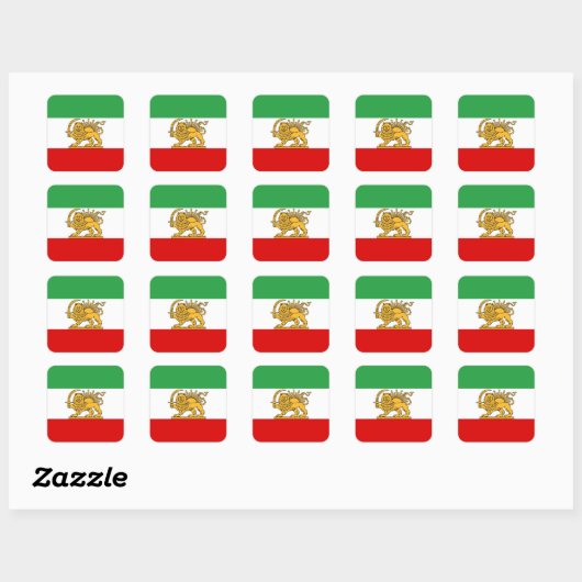 Carré IRAN Lion and Sun Flag Mini Sticker (Feuille)