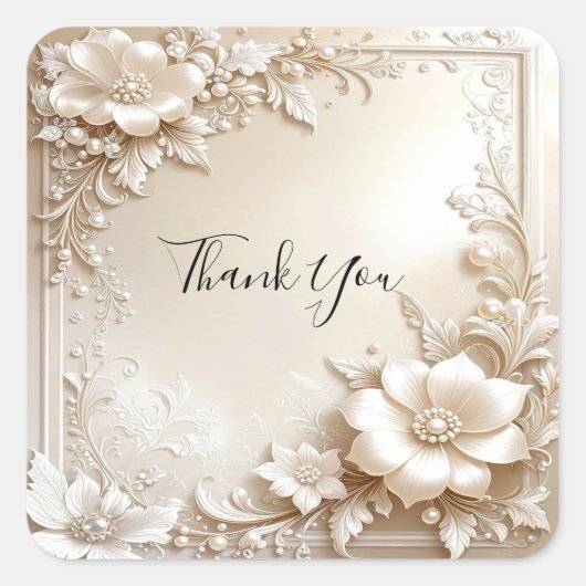 Carré Ivory Flowers Sticker (Devant)