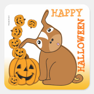 Carré Jack-o'-lantern Halloween Sticker Puppy 3