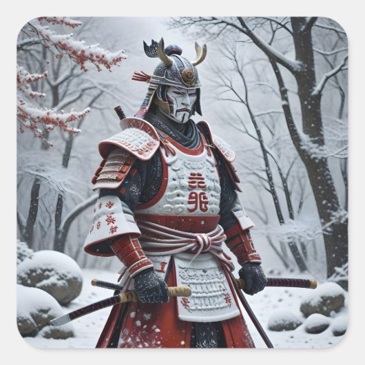 Carré Japanese Samurai square sticker (Devant)