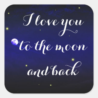 Carré Je T'Aime À La Lune Et À L'Arrière Sticker De La L