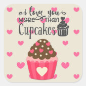 Carré Je T'Aime Plus Que Sticker Cupcakes (Devant)