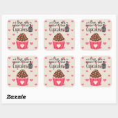 Carré Je T'Aime Plus Que Sticker Cupcakes (Feuille)