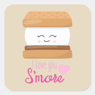 Carré Je vous aime Smore word art un sticker