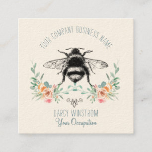 Carré Joli Carte de visite de fleurs d'abeille