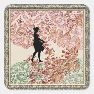Carré Jolie Silhouette Girl Classic Round Sticker