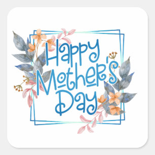 Carré Joyeuse Fête des Mères Cadre Floral   Sticker